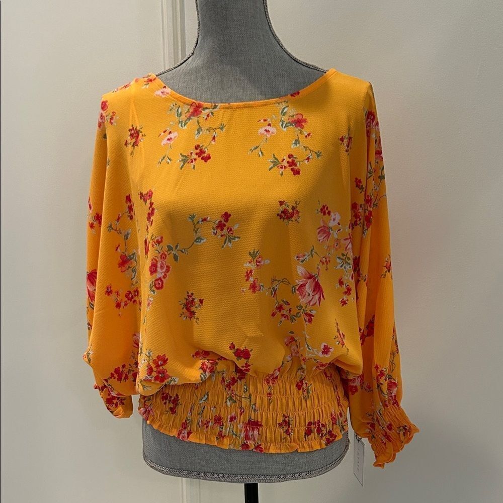 1. State Floral Orange Women's Top